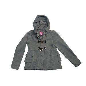 Pink Platinum Girls Gray Hooded Button Jacket Size 14/16